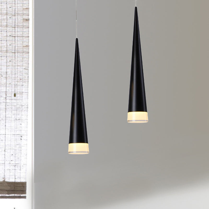 Tapered Metal Hanging Lamp Kit - Elegant Pendant Light Fixture For Dining Room In 3 Colors