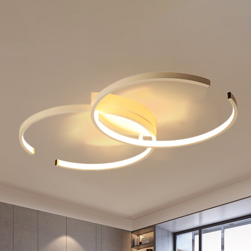 Black And White C - Shaped Led Ceiling Light - Simplicity Acrylic Semi Flush Fixture In