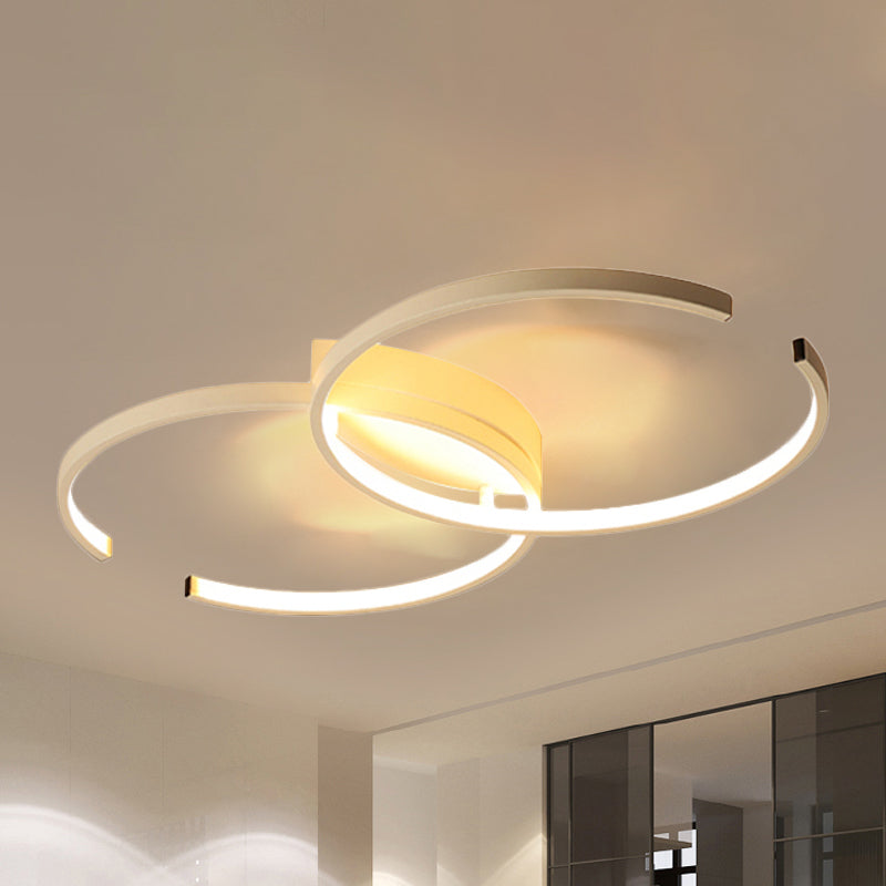Black And White C - Shaped Led Ceiling Light - Simplicity Acrylic Semi Flush Fixture In Warm/Natural