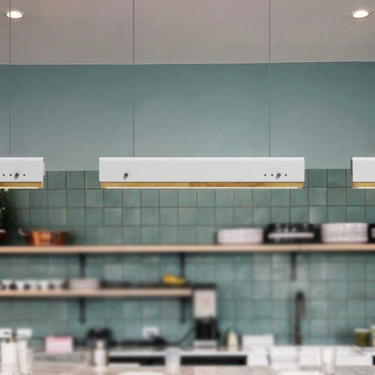 Modern Wood And Metal Rectangle Ceiling Pendant Light - 23.5’/35.5’/47’ Wide 1