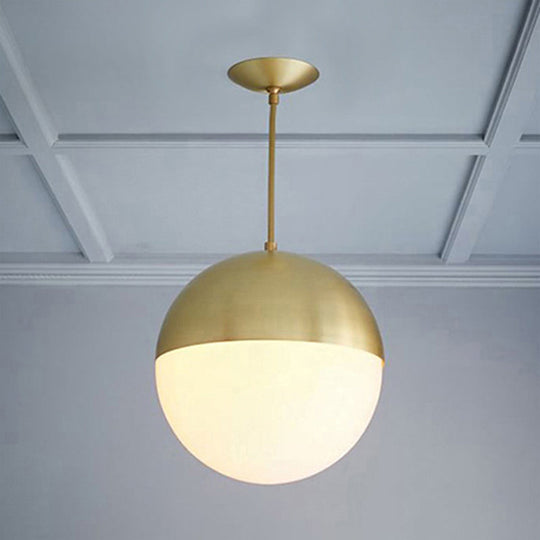 Modernist Black/Gold Sphere Pendant Lamp With Opal Glass - Ideal For Kitchen Ceiling Lighting Gold
