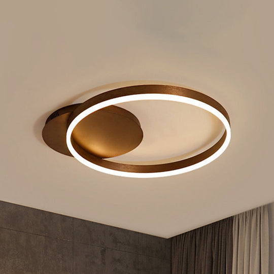 Contemporary Led Acrylic Ceiling Flush Light Fixture In Black/Brown 1/2/3 - Ring Warm/White/Natural