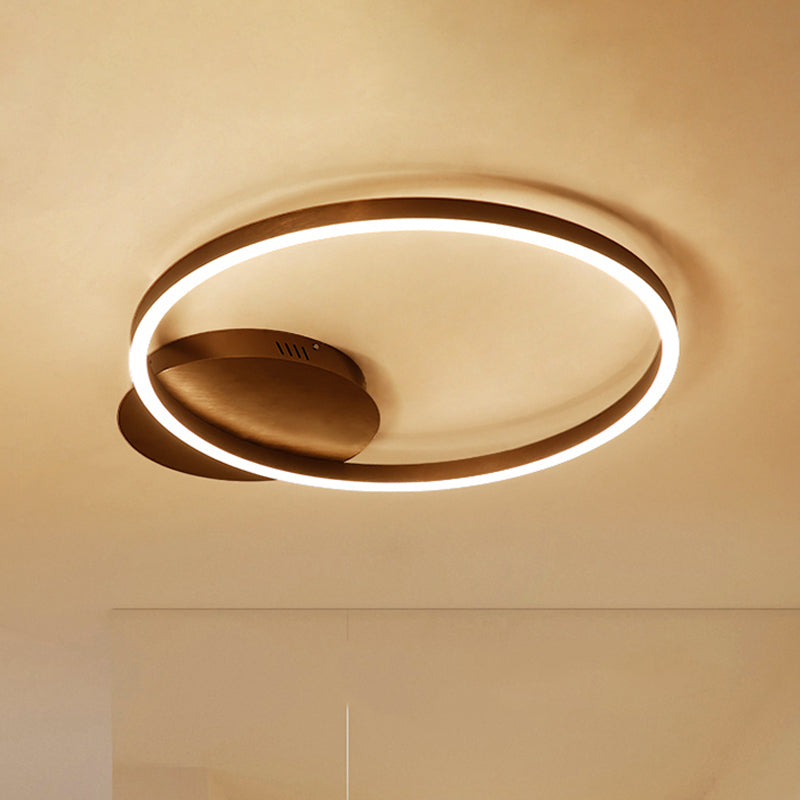 Contemporary Led Acrylic Ceiling Flush Light Fixture In Black/Brown 1/2/3 - Ring Warm/White/Natural