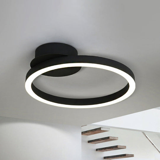 Contemporary Led Acrylic Ceiling Flush Light Fixture In Black/Brown 1/2/3 - Ring Warm/White/Natural