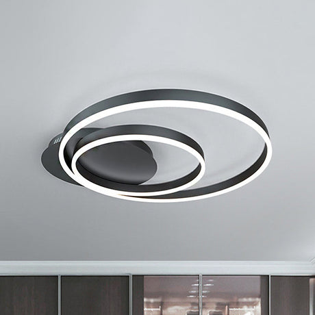 Contemporary Led Acrylic Ceiling Flush Light Fixture In Black/Brown 1/2/3 - Ring Warm/White/Natural