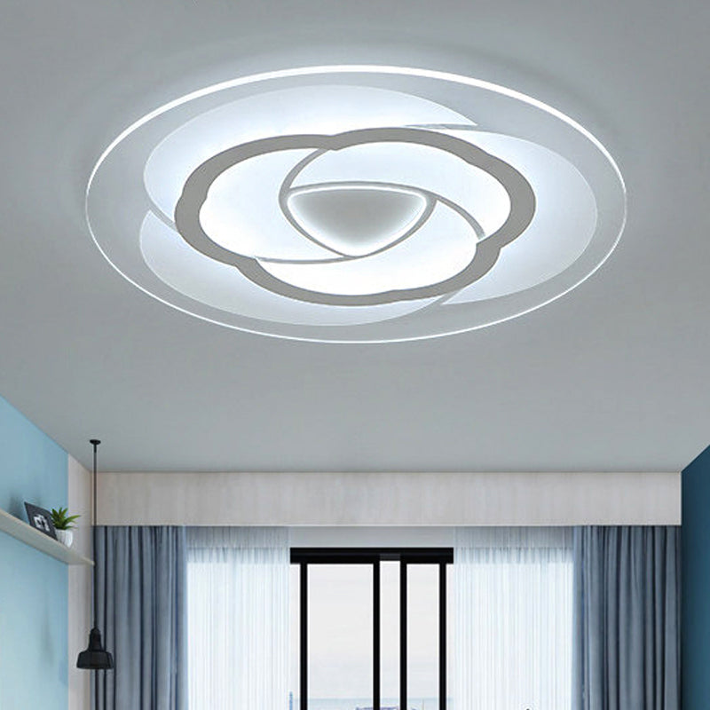 Modern Floral Flushmount Led Ceiling Light In Warm/White 16/19.5/23.5 Wide White / 16