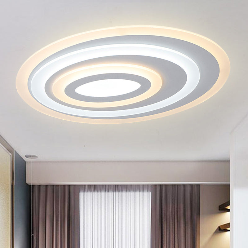 16’/19.5/25.5’ Wide Oval Acrylic Flush Lamp - Contemporary Led White Mount Ceiling Fixture
