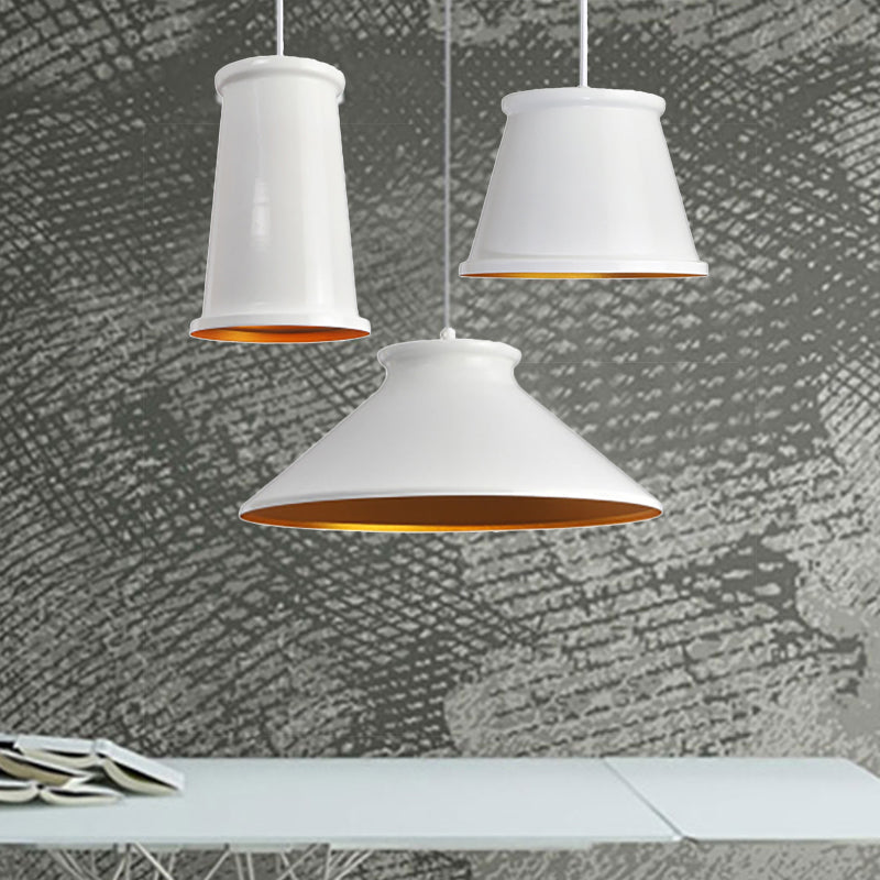 Modern Metal Ceiling Pendant Light For Dining Room - Black/White Tapered Hanging Design