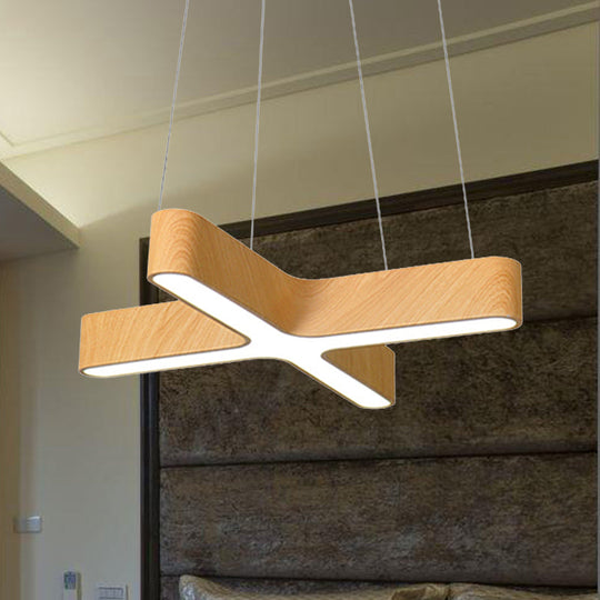 Modern Led Wood Hanging Lamp - 23.5/35.5 Wide Beige Ceiling Pendant Light Fixture With Opaline