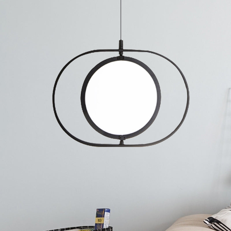 Black Metal Led Oval Ceiling Pendant Light - Simple And Versatile