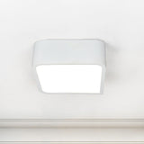 10/14 Wide Metal Square Flush Mount Led Ceiling Light In White/Black With Modern Design And
