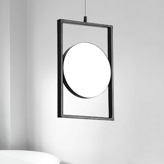 Post Modern Led Hanging Light Fixture Black Rectangle Pendant With Flexible Horizontal/Vertical