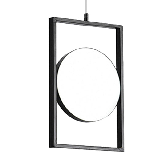 Post Modern Led Hanging Light Fixture Black Rectangle Pendant With Flexible Horizontal/Vertical