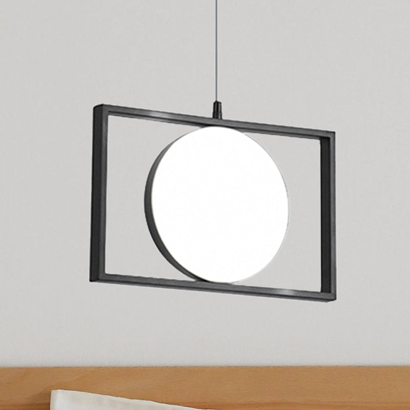 Post Modern Led Hanging Light Fixture Black Rectangle Pendant With Flexible Horizontal/Vertical