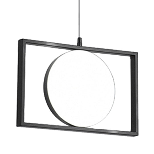 Post Modern Led Hanging Light Fixture Black Rectangle Pendant With Flexible Horizontal/Vertical