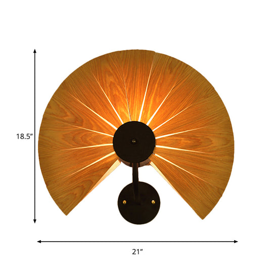 Handmade Wood Veneer Wall Sconce With Modern Stylish Design And 1 Light - Perfect For Restaurants