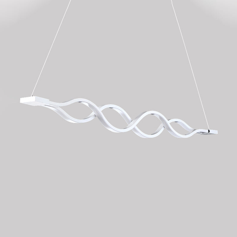 25.5’/39’ Modern White Wavy Led Pendant Light - Wide Acrylic Suspension For Island Ceiling In