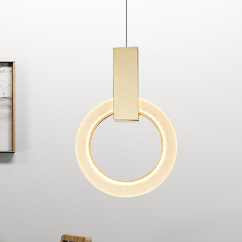 Gold Ring Pendant Light - Modern Acrylic Ceiling Fixture 1 8/12/16 Diameter