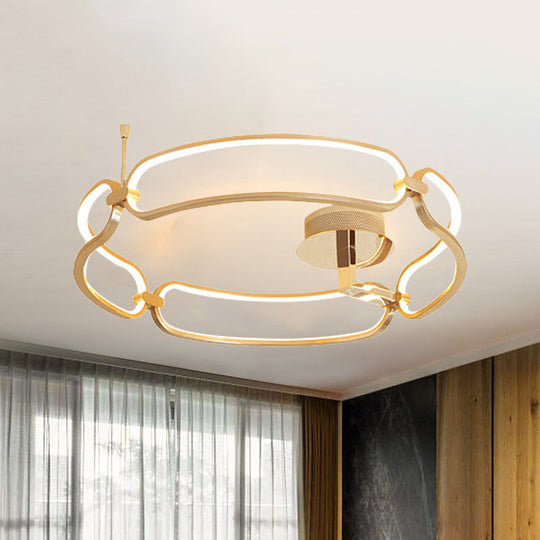 Contemporary Led Gold Flush Ceiling Light: 18/23.5/31.5 Wide Acrylic Fixture In Warm/White/Natural