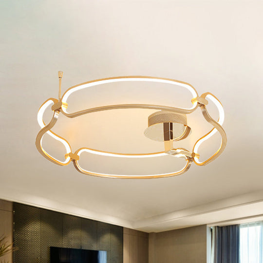 Contemporary Led Gold Flush Ceiling Light: 18’/23.5’/31.5’ Wide Acrylic Fixture In
