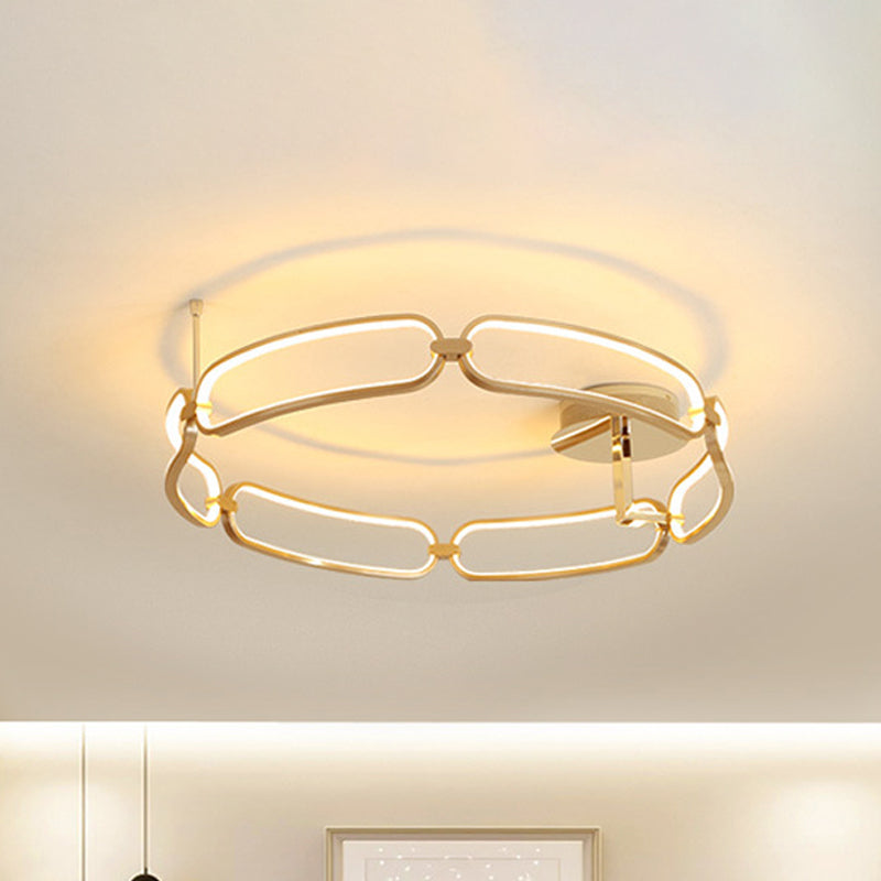 Contemporary Led Gold Flush Ceiling Light: 18/23.5/31.5 Wide Acrylic Fixture In Warm/White/Natural