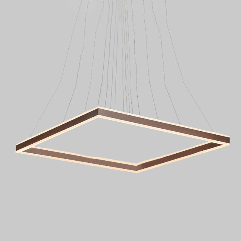 Modern Acrylic Square Ceiling Pendant Led Brown Chandelier Light In Warm/White