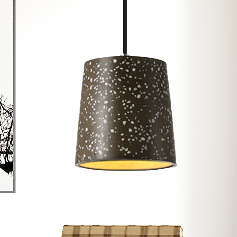 Nordic Style Cement Cone Pendant Lighting - 1 Light Black/White/Brown Hanging