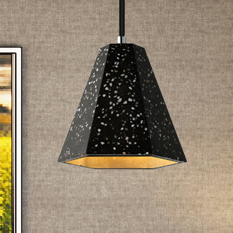 Geometric Cement Pendant Light - 1 Simplicity Hanging (Black/White/Yellow)