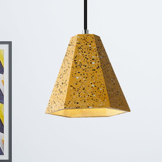 Geometric Cement Pendant Lighting - Simplicity Black/White/Yellow Hanging Light Yellow