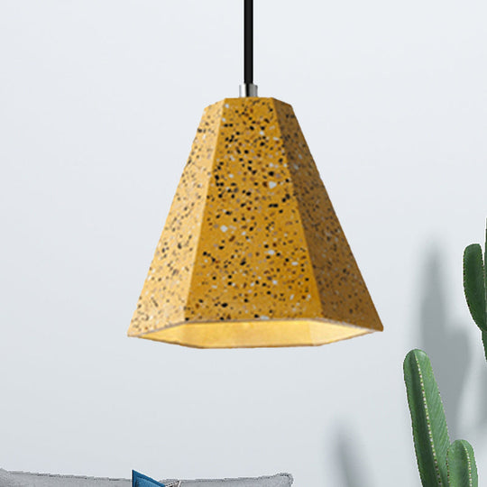 Geometric Cement Pendant Lighting - Simplicity Black/White/Yellow Hanging Light