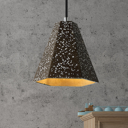 Geometric Cement Pendant Light - 1 Simplicity Hanging (Black/White/Yellow)