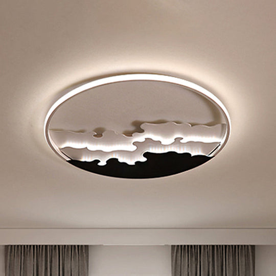 Led Bedroom Flush Light - 16’/19.5’/23.5’ Dia Ceiling Mounted Lamp In White/Black Warm/White