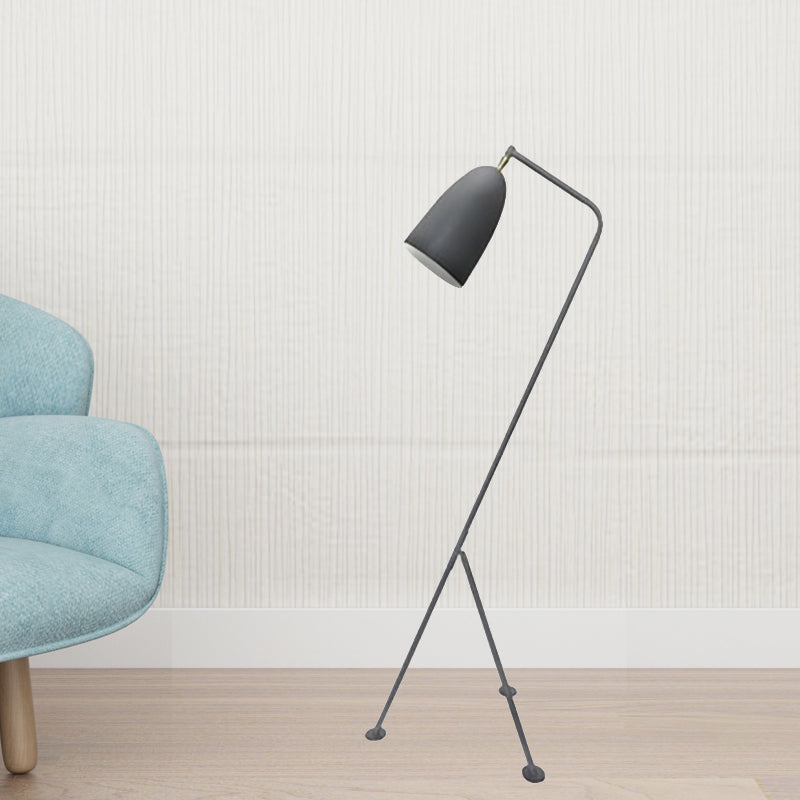 Modern Tripod Floor Lamp With Bell Shade - Metallic Design 1 Light Black/White Perfect For Bedroom