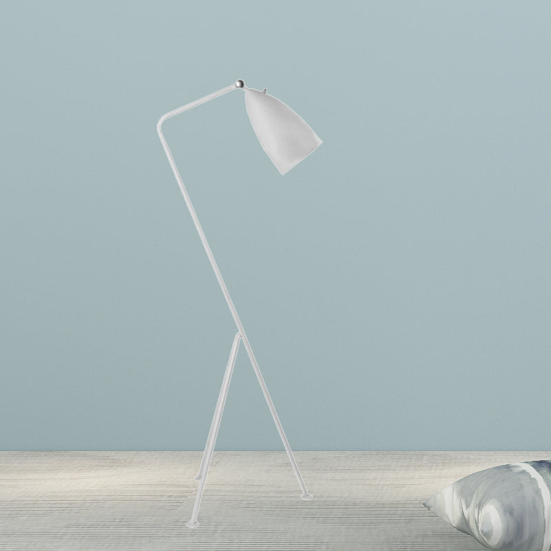 Modern Tripod Floor Lamp With Bell Shade - Metallic Design 1 Light Black/White Perfect For Bedroom