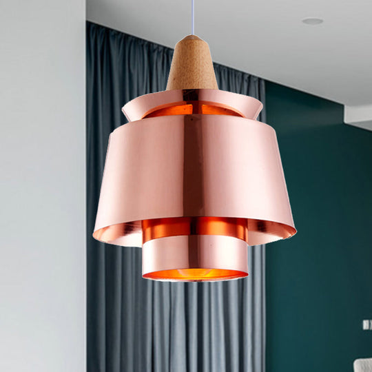 Modern 1-Head Dining Room Suspension Light With Tapered Metal Shade - Stylish Black/White Pendant