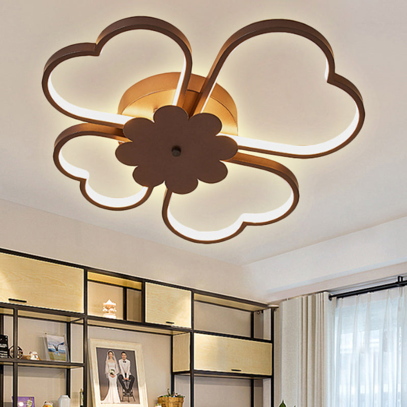 Simplicity Led Flower Ceiling Light In White/Brown - 19.5’/23.5’ Wide Warm/White/Natural