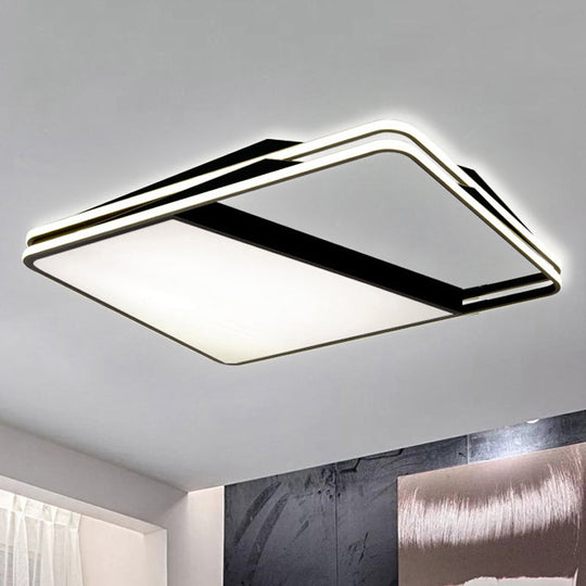 Modern Splicing Trapezoid Flush Ceiling Light - Metal Led Fixture In White/Warm 23.5’/35.5’