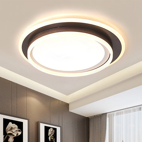 Contemporary Led Flush Mount Light Fixture - White Round 16/19.5 Wide Metal With Frosted Diffuser