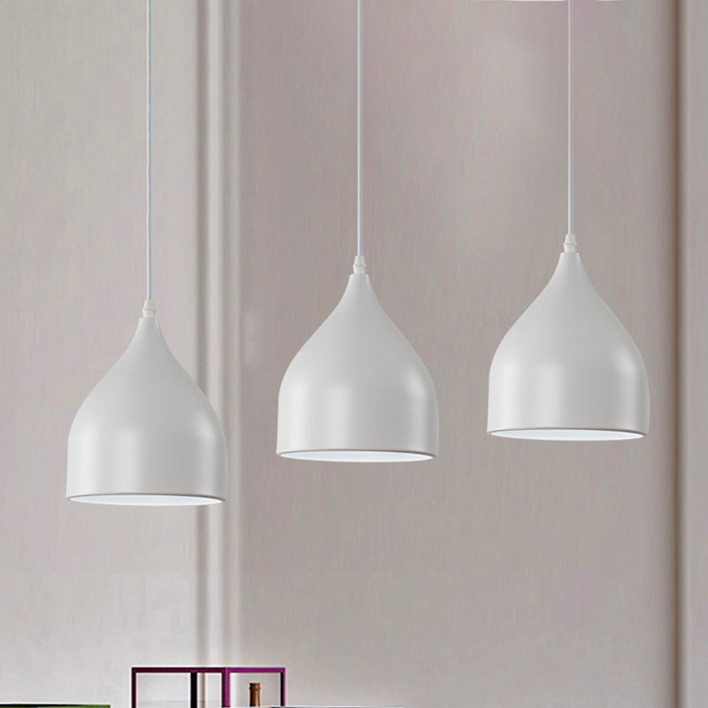 Modern Metal 3-Light Pendant In Black/White With Round/Linear Canopy White / Linear