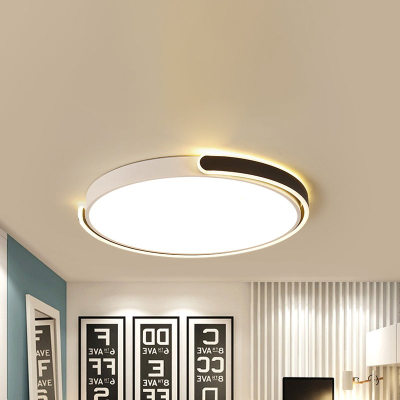 Modern Led Flush Ceiling Light With Acrylic Shade In Black/White/Champagne 15/19/23 Diameter -