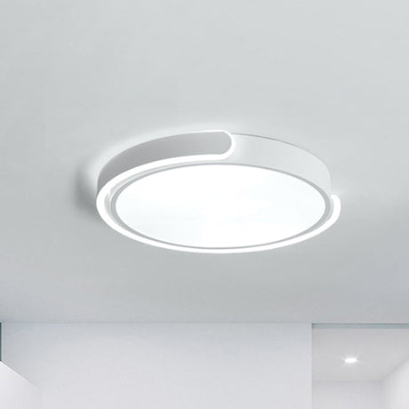 Modern Led Flush Ceiling Light With Acrylic Shade In Black/White/Champagne 15/19/23 Diameter -