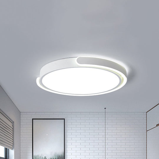 Modern Led Flush Ceiling Light With Acrylic Shade In Black/White/Champagne 15/19/23 Diameter -