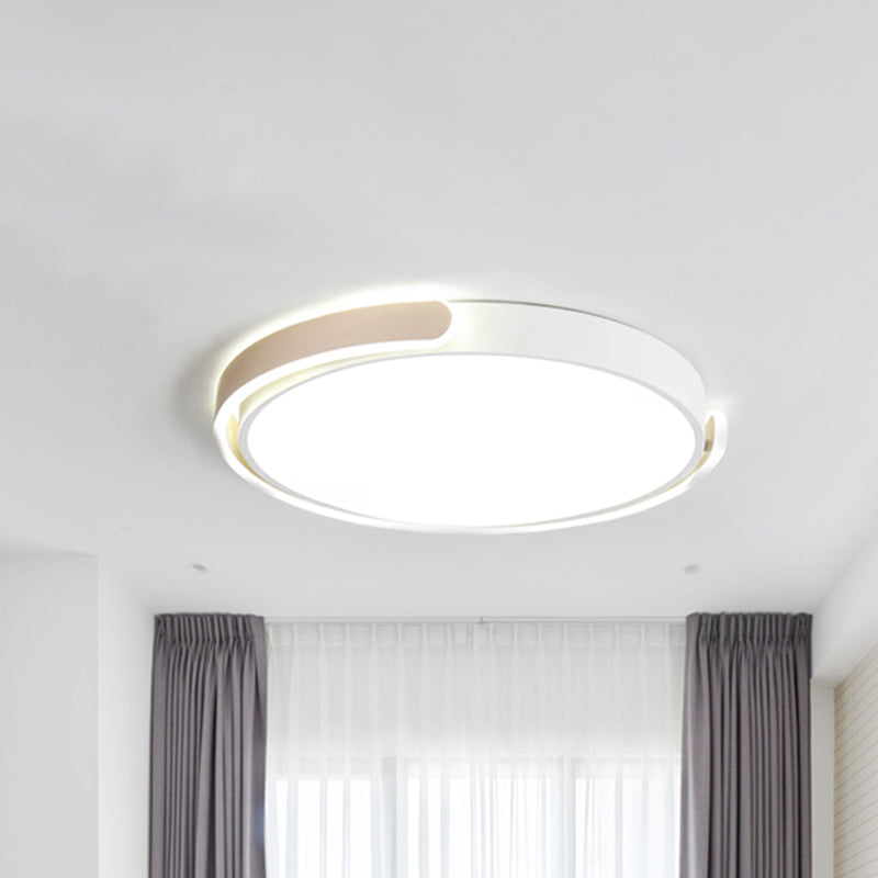 Modern Led Flush Ceiling Light With Acrylic Shade In Black/White/Champagne 15/19/23 Diameter -