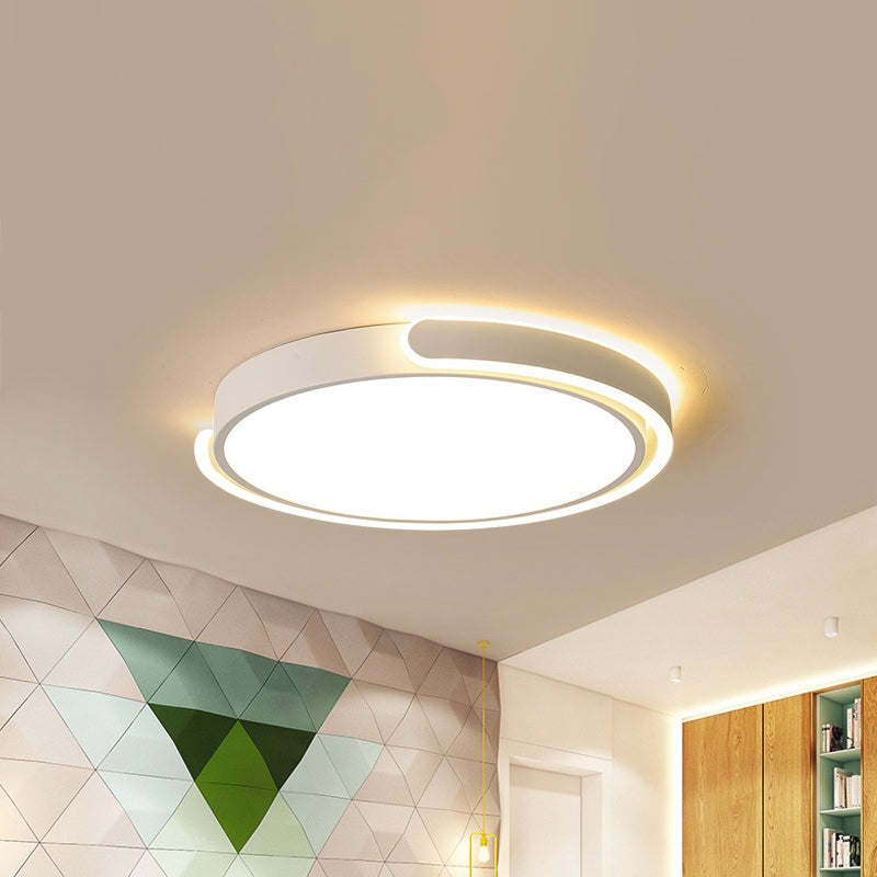 Modern Led Flush Ceiling Light With Acrylic Shade In Black/White/Champagne 15’/19’/23’