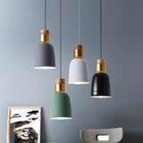 Nordic Metal Pendant Ceiling Light With Bell Hanging Design In Black/Grey/White - 1