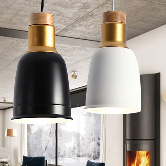 Nordic Metal Pendant Ceiling Light With Bell Hanging Design In Black/Grey/White - 1