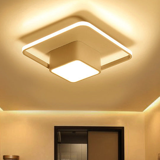 Modern Led Acrylic Ceiling Light - Square And Block Design 18/21.5/25.5 Wide Flush Mount