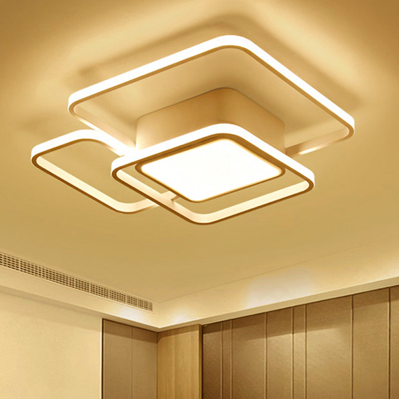 Modern Led Acrylic Ceiling Light - Square And Block Design 18/21.5/25.5 Wide Flush Mount