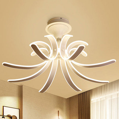Modern Spring Acrylic Semi Flush Mount Led Ceiling Light White/Warm