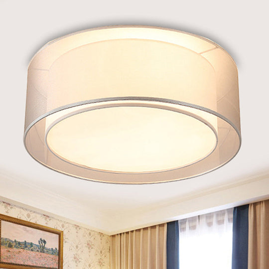 Modernist 4-Light Fabric Flush Mount For Bedroom - 18’/19.5’ Wide Drum Silver/Coffee Light Fixture